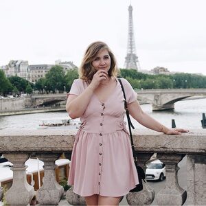 Zara Dusty Pink Button-Down Mini Dress
